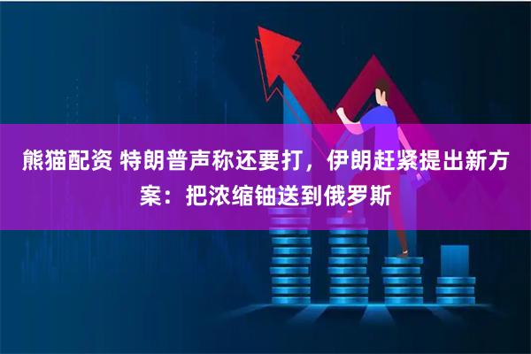 熊猫配资 特朗普声称还要打，伊朗赶紧提出新方案：把浓缩铀送到俄罗斯